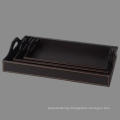 Brown Leather Document File Tray with Handle Leather Dinner Tray